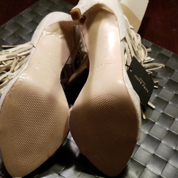 Zara beige faux suede fringe shoes - Picture 5 of 7